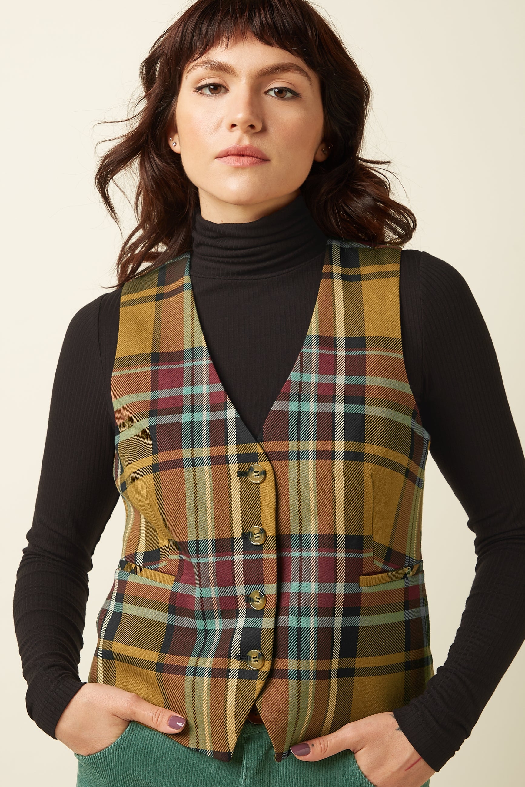 Bianca Gilet Caroll Check - Golden Brown – King Louie