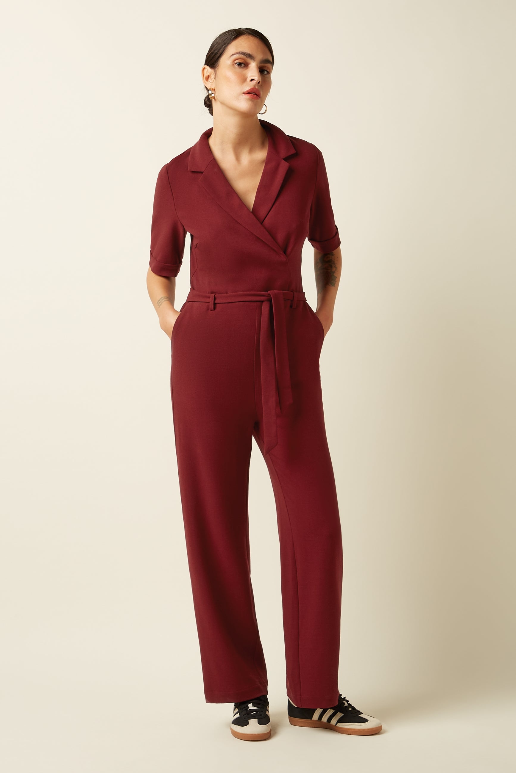 Doris Jumpsuit Woven Crepe - Cabernet Red – King Louie