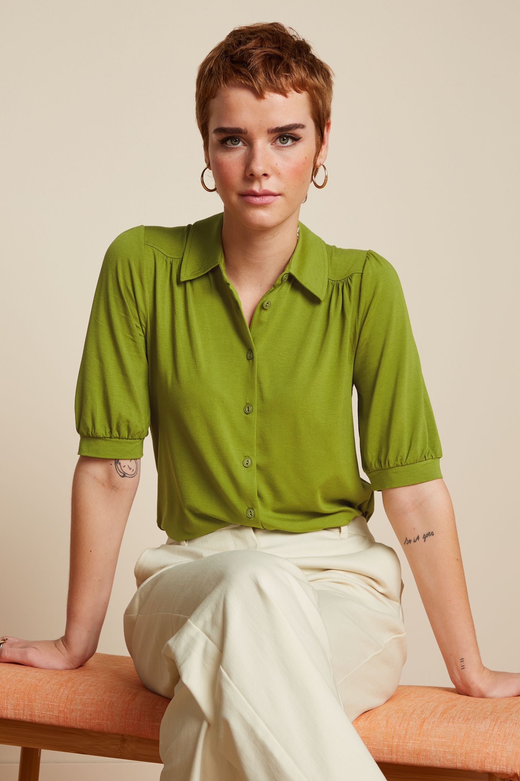 Carina Blouse Ecovero Light - Woodbine Green