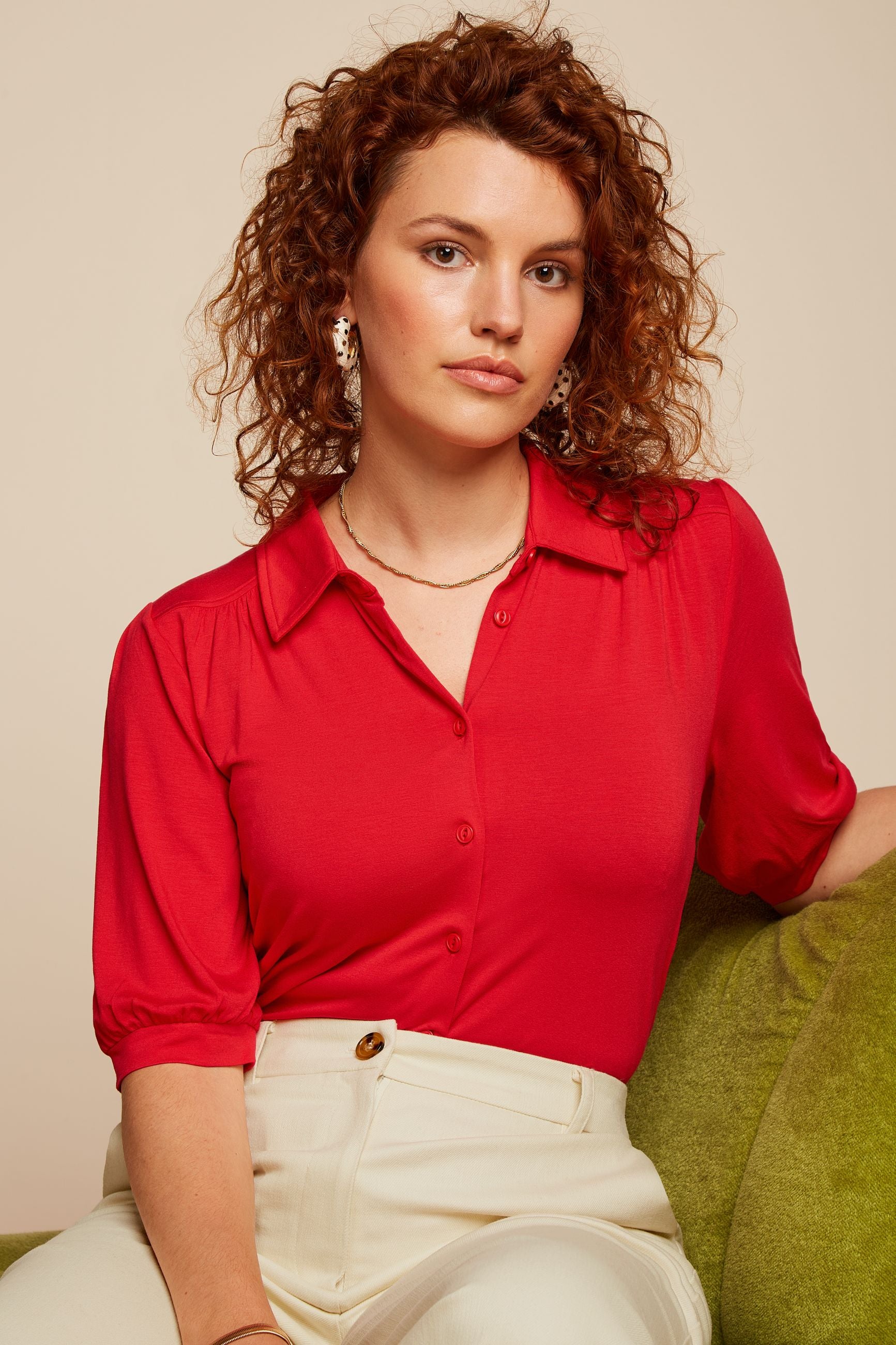 Carina Blouse Ecovero Light - Fiery Red