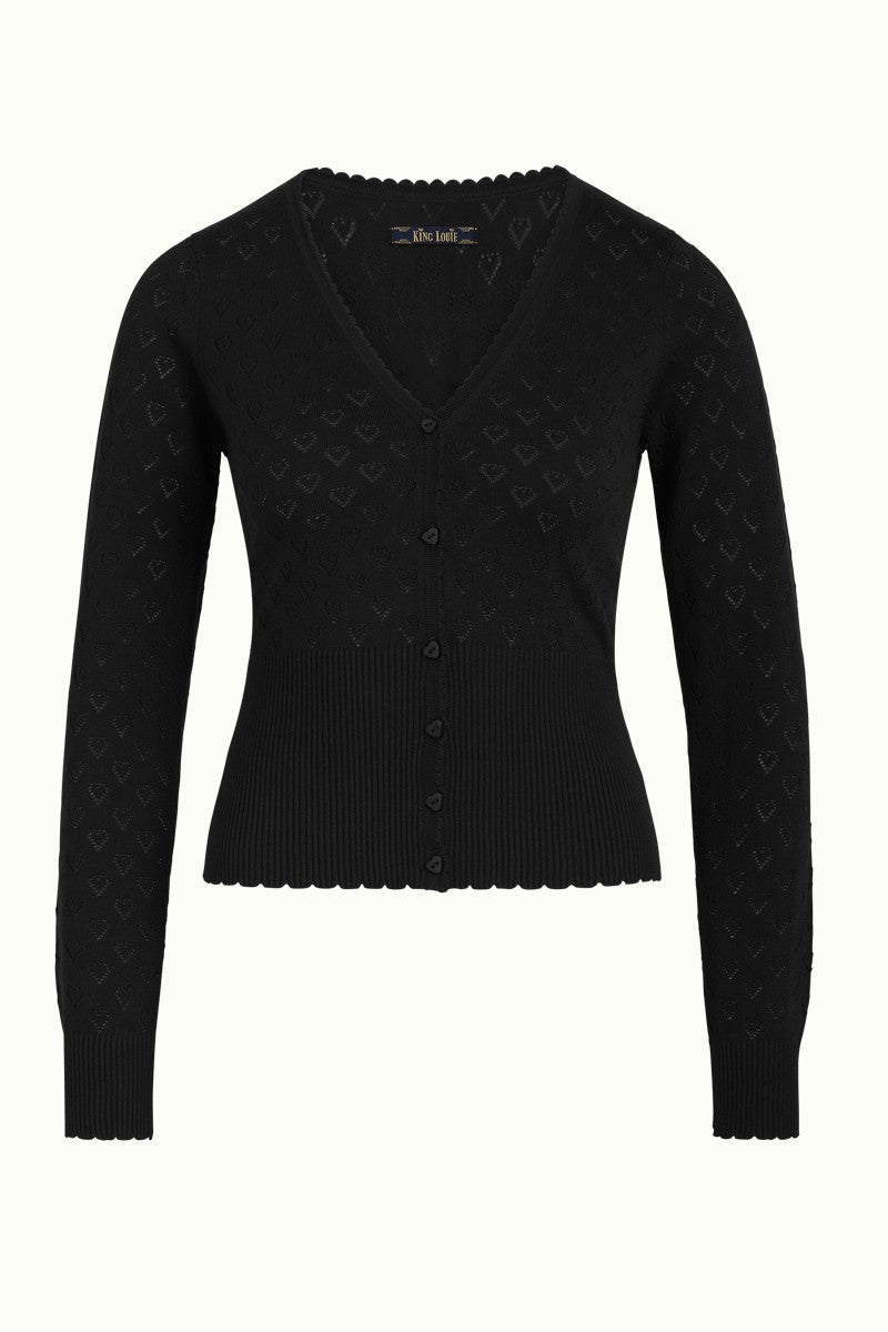 Cardi V Heart Ajour BCI - Black