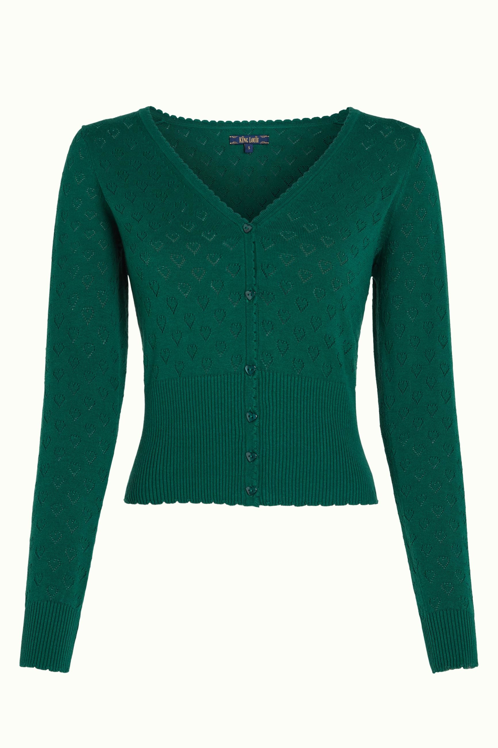 Cardi V Heart Ajour BCI - Peacock Green