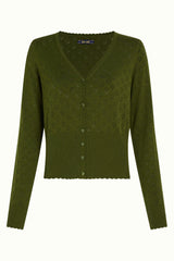 Cardi V Heart Ajour BCI - Olive Green