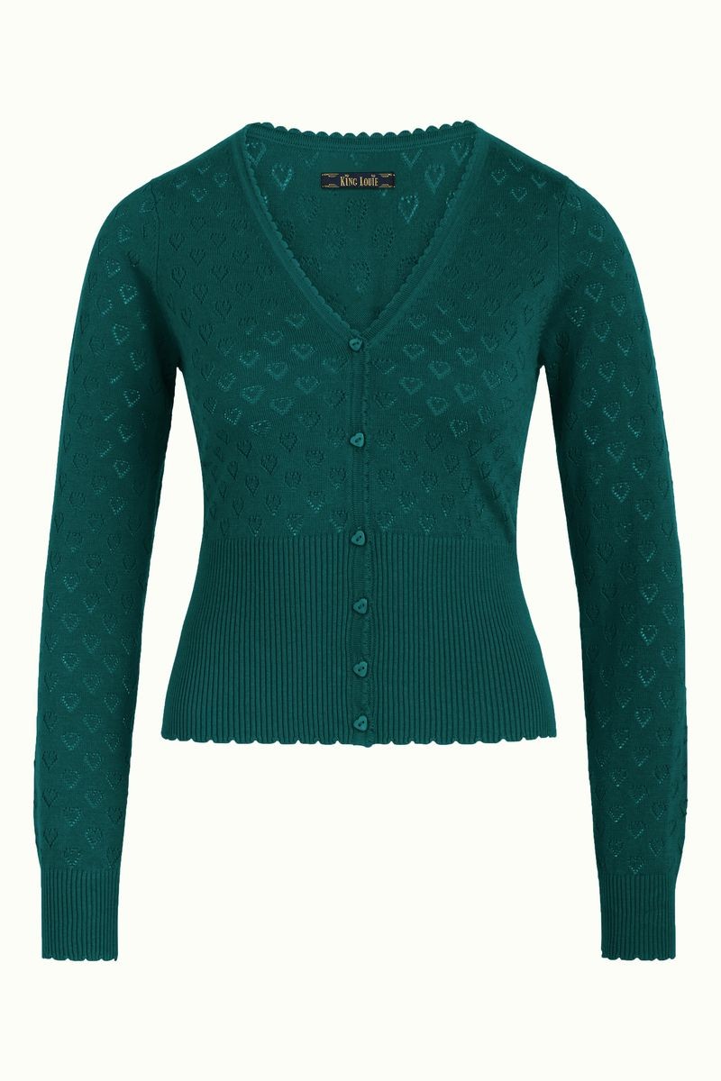 Cardi V Heart Ajour BCI - Dragonfly Green