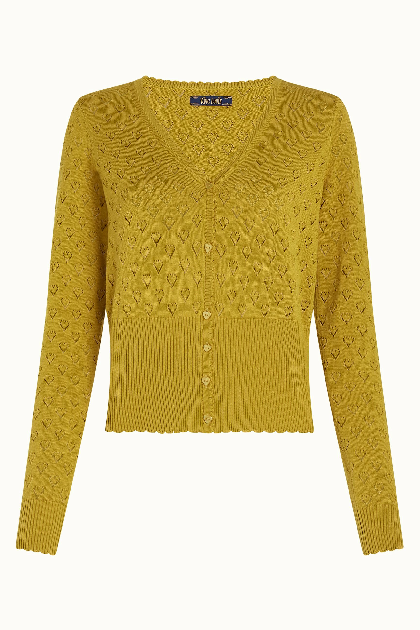 Cardi V Heart Ajour BCI - Curry Yellow