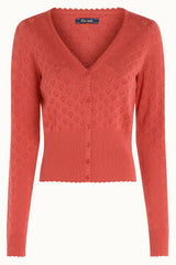 Cardi V Heart Ajour BCI - Tweed Orange