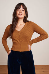 Cardi V Heart Ajour BCI - Maple Orange