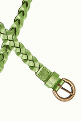 Shiny Braided Belt - Woodbine Green