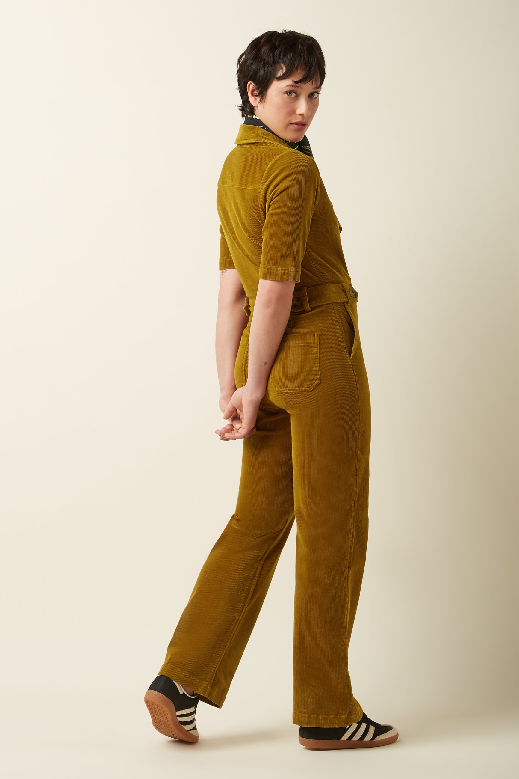 Garbo Zip Jumpsuit Corduroy - Golden Brown
