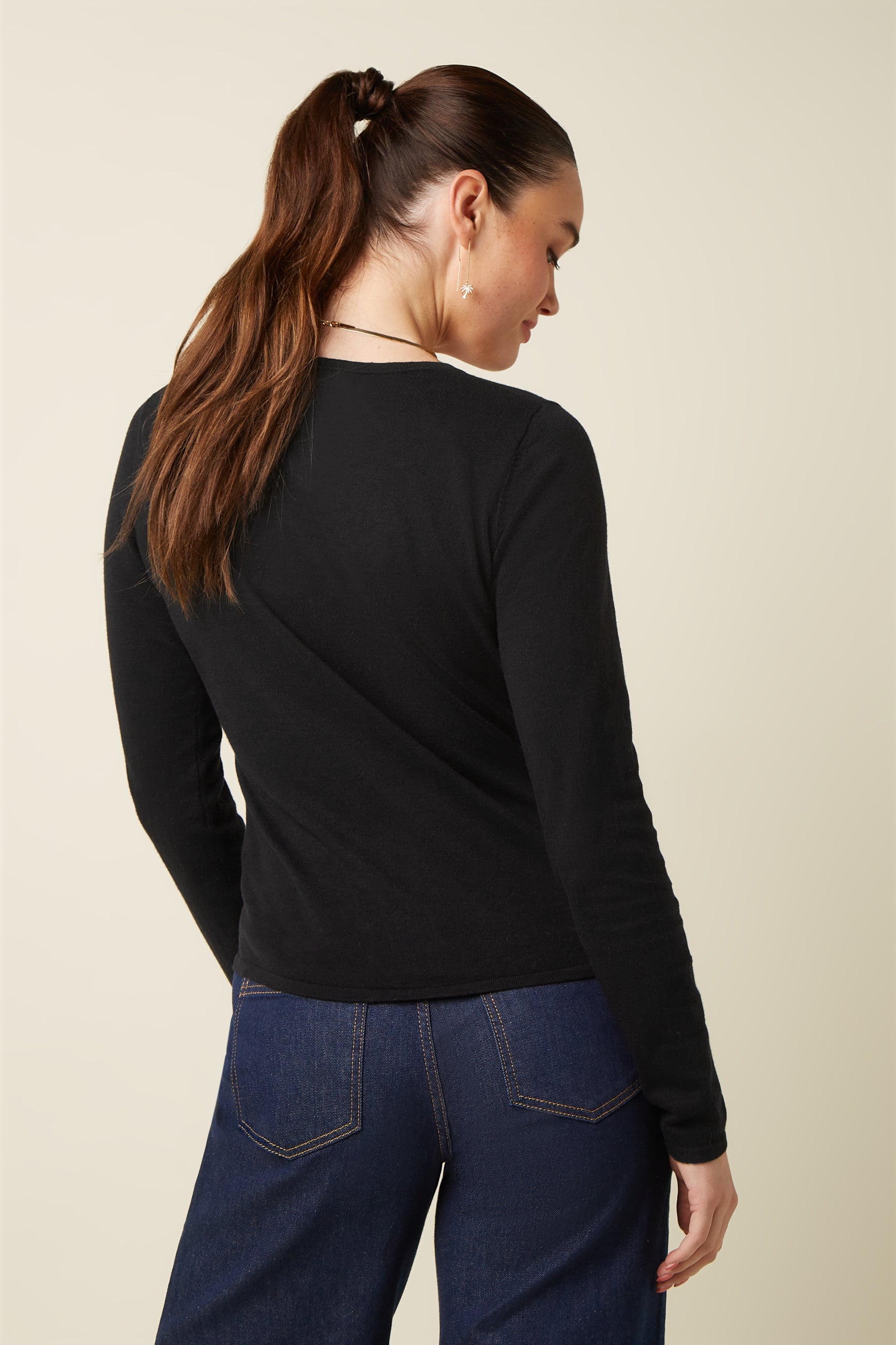 Cardi Roundneck Cocoon - Black