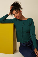 Cardi Roundneck Cocoon - Pine Green