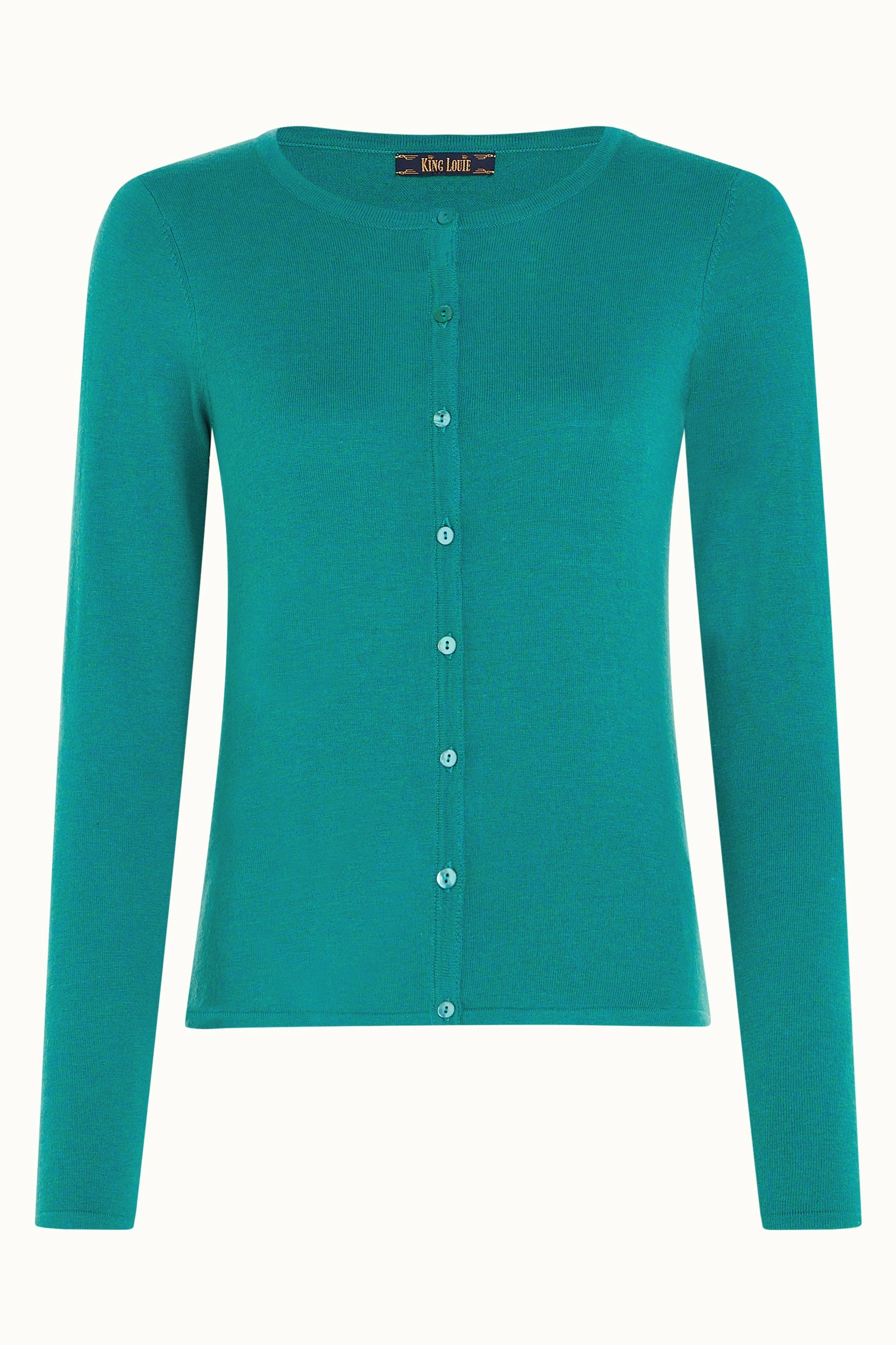 Cardi Roundneck Cocoon - Dark Aqua Green