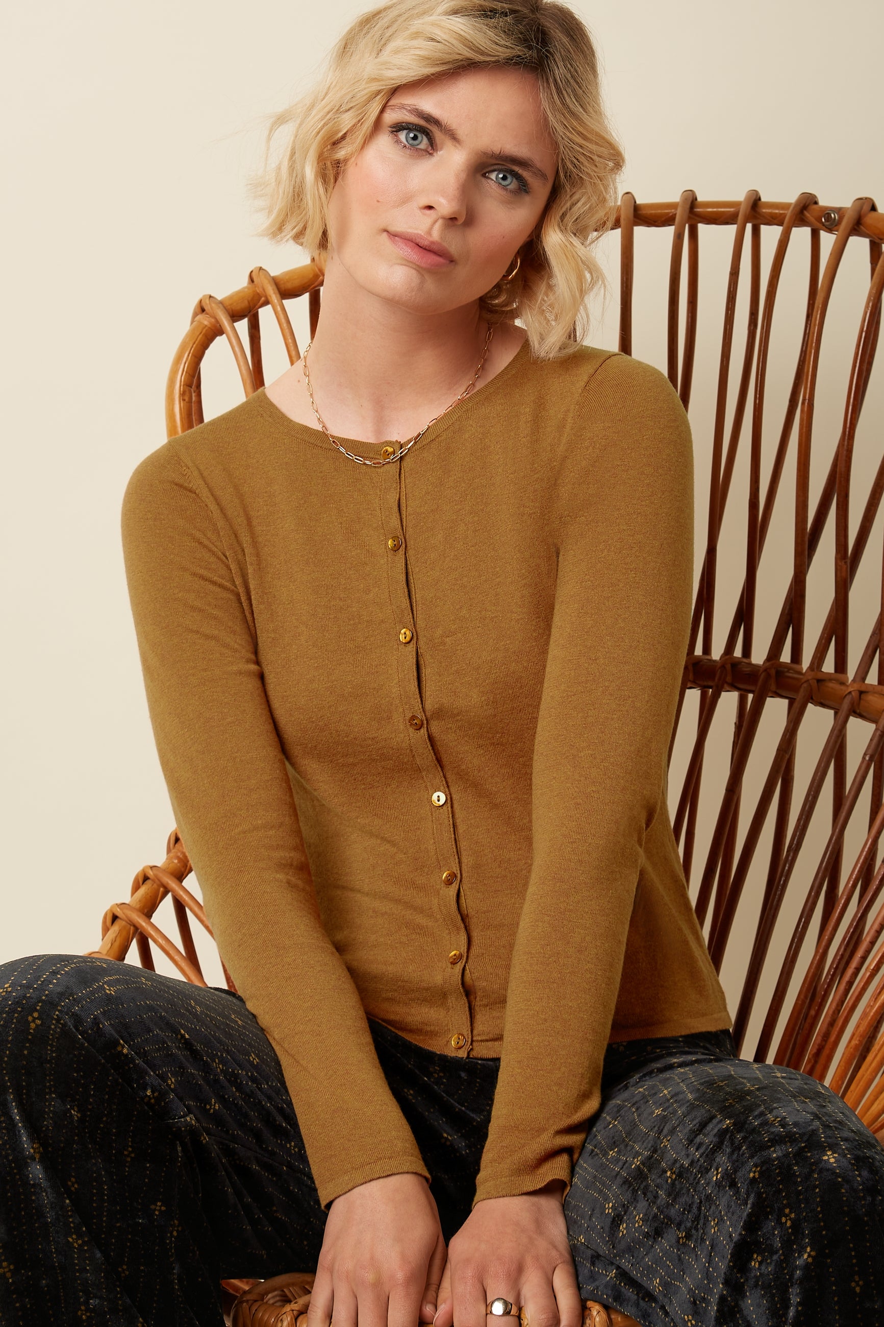 Cardi Roundneck Cocoon - Maple Orange