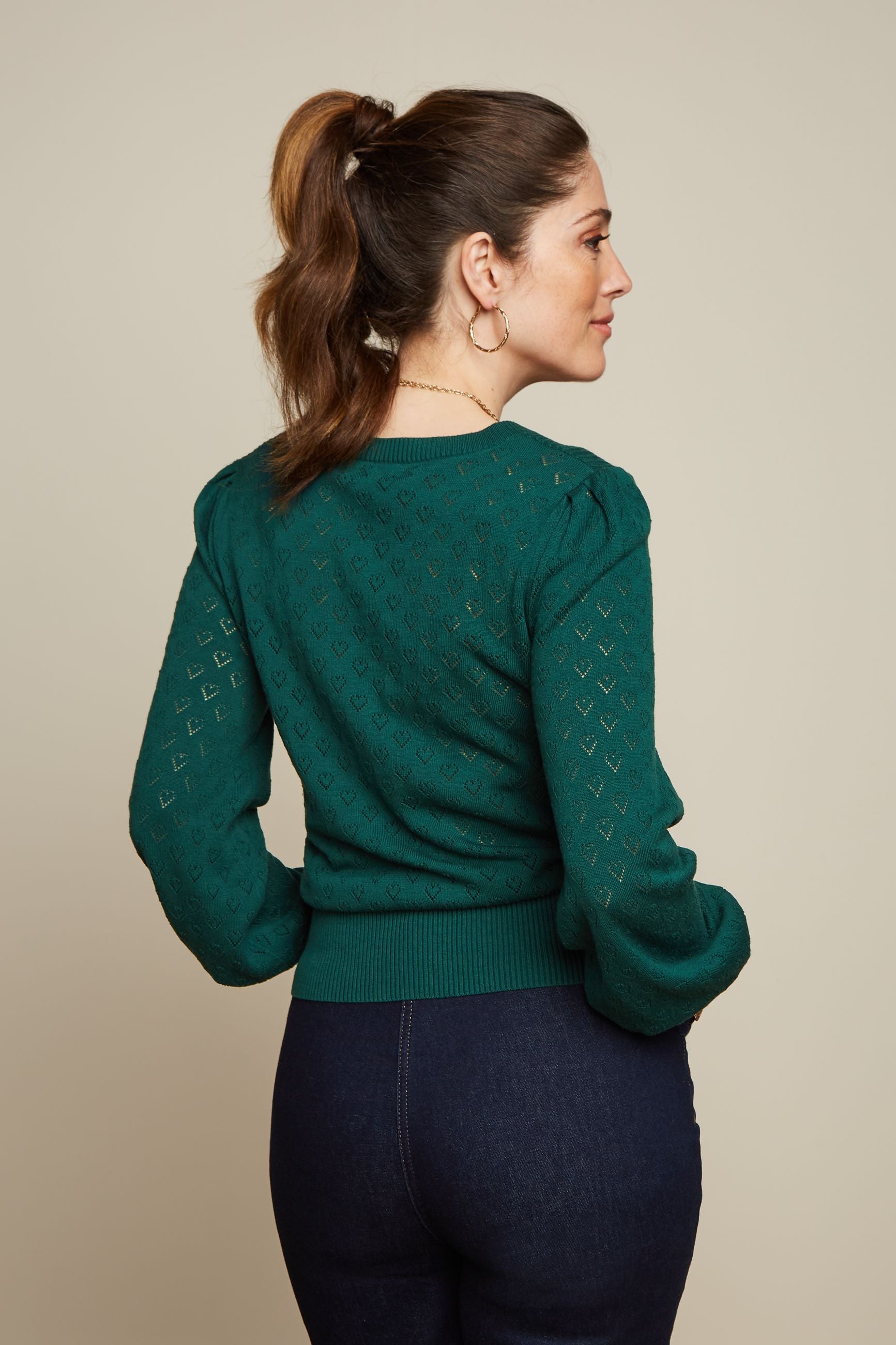 Bella Bell Sleeve Top Heart Ajour - Dragonfly Green