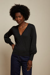 Lulu Wrap Top Cocoon - Black