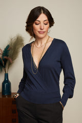 Lulu Wrap Top Cocoon - Blue