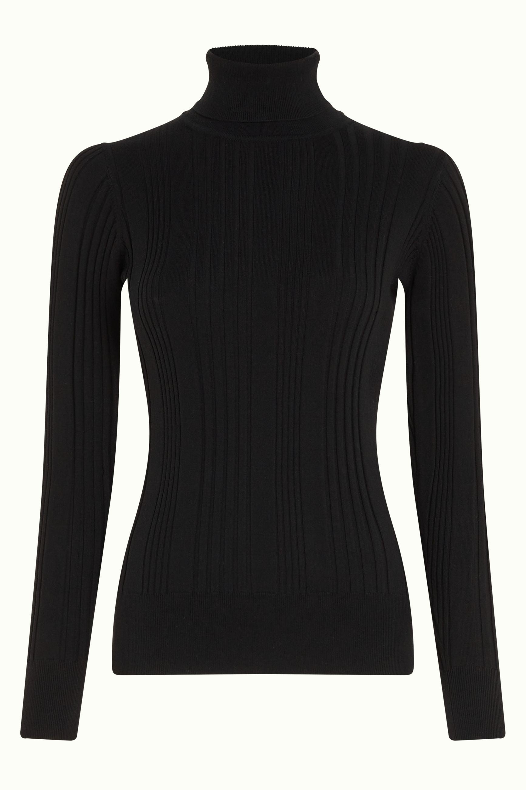 Rib Rollneck Top Club - Black