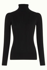 Rib Rollneck Top Club - Black