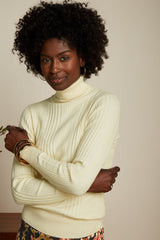 Rib Rollneck Top Club - Cream