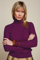 Rib Rollneck Top Club - Caspia Purple