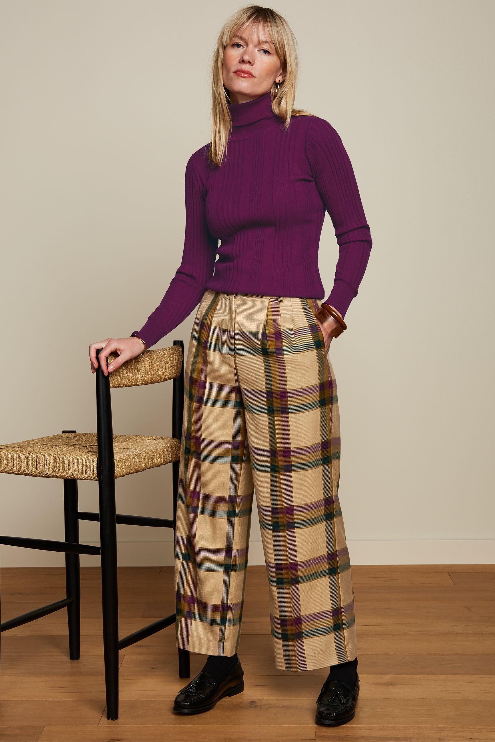 Rib Rollneck Top Club - Caspia Purple