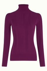 Rib Rollneck Top Club - Caspia Purple