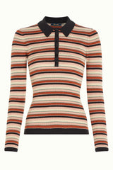 Polo Rib Top Lapis Stripe - Black