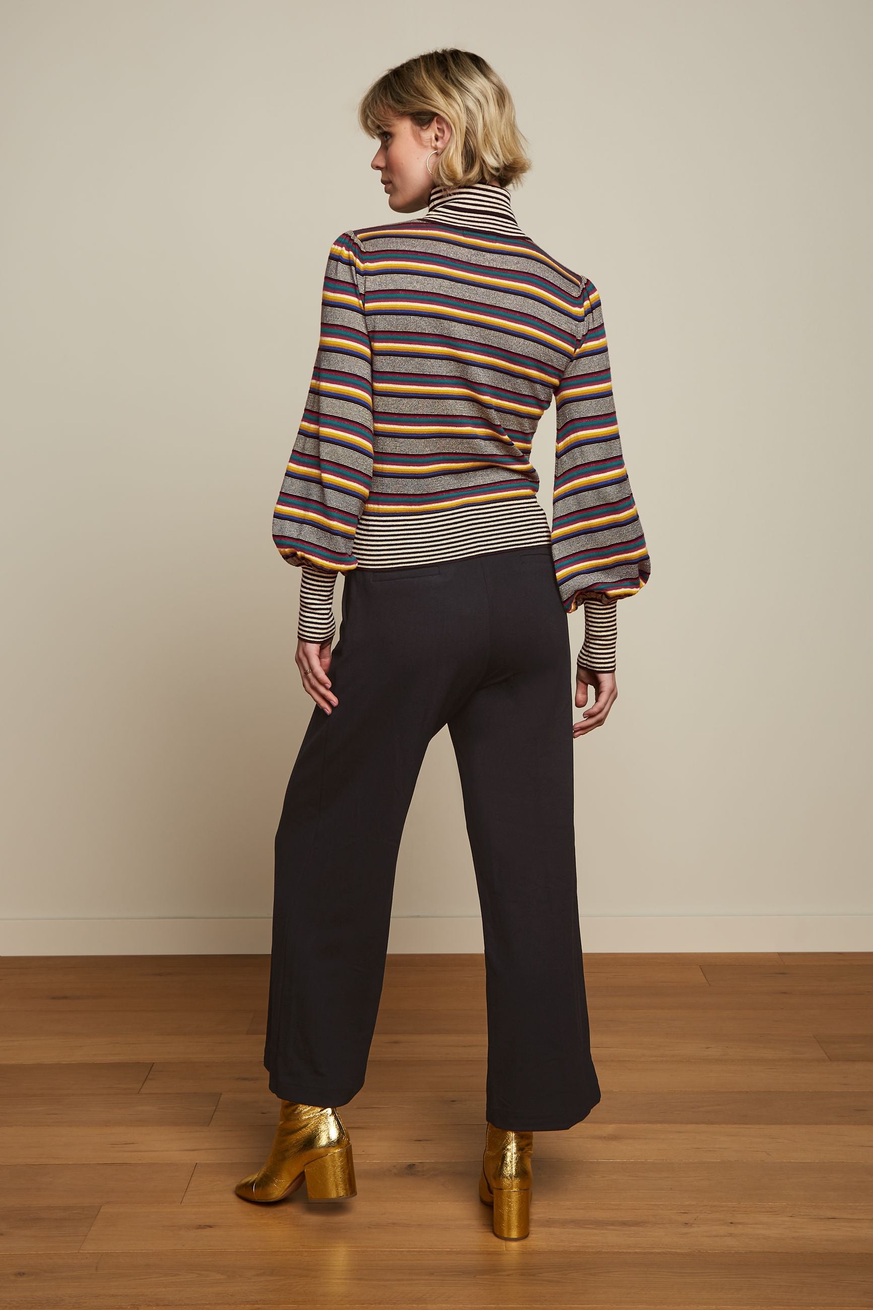 Maya Rollneck Top Sixties Stripe - Black