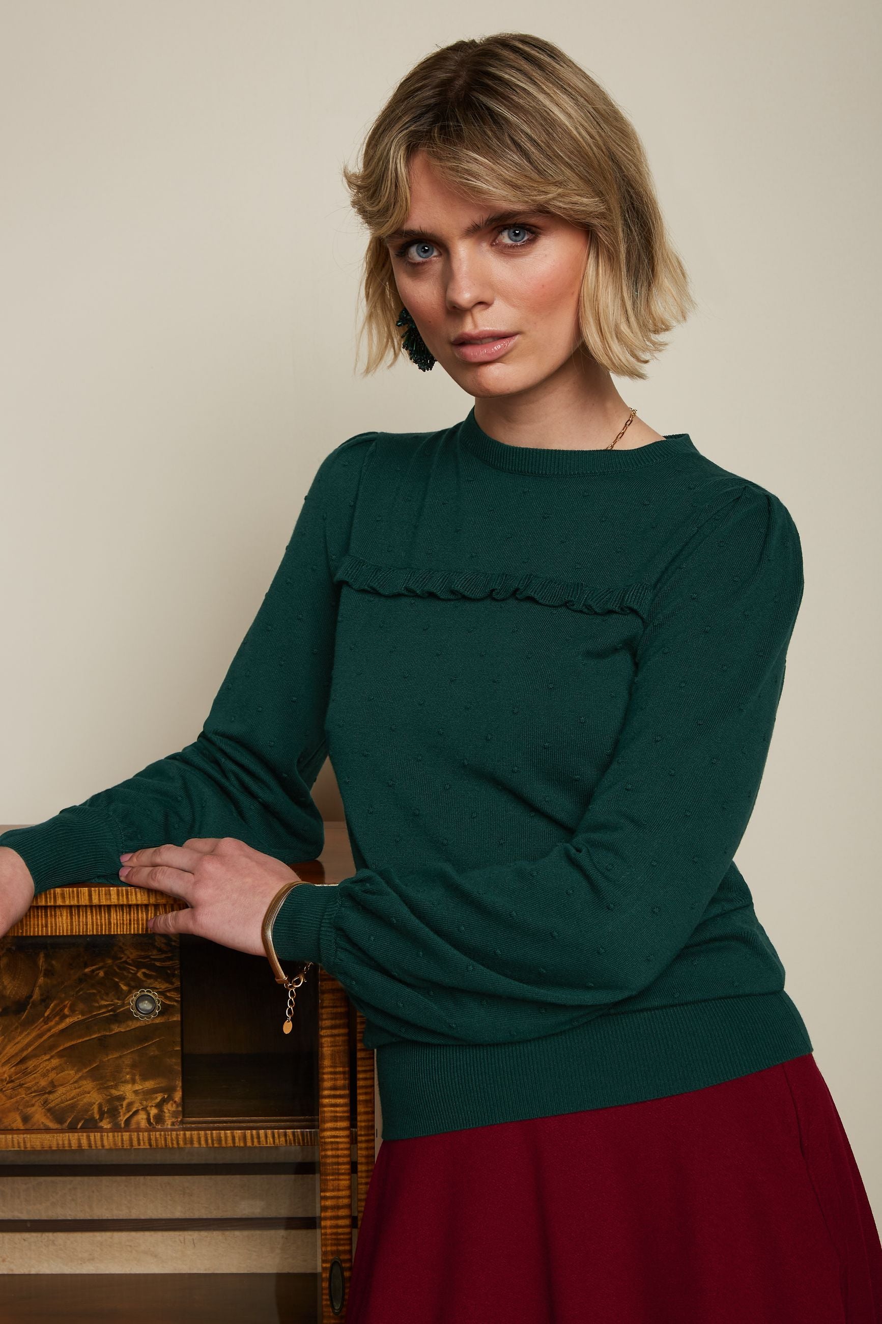 Jada Ruffle Top Droplet - Pine Green