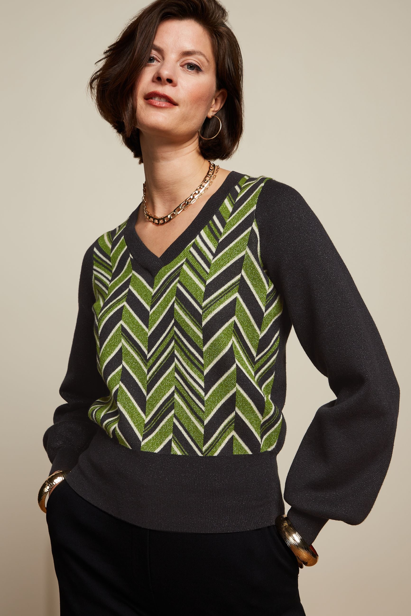 V Neck Top Hollis - Posey Green