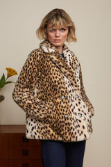 Patti Coat Midi Cheetah Fur - Ivory