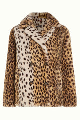 Patti Coat Midi Cheetah Fur - Ivory