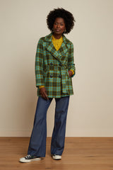 Maura Short Coat Muller Check - Olive Green