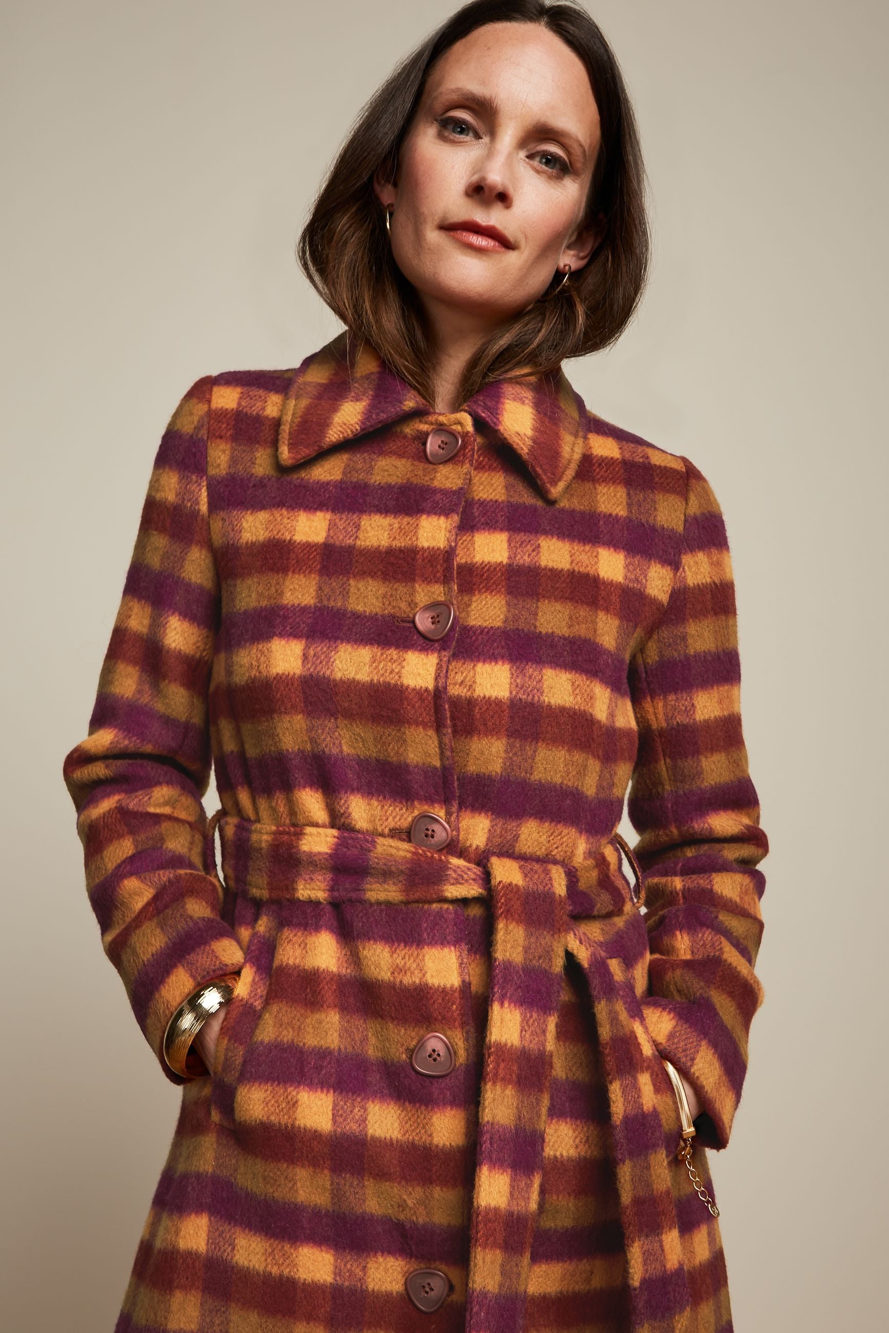 Arabella Coat Wylde Check - Pecan Brown