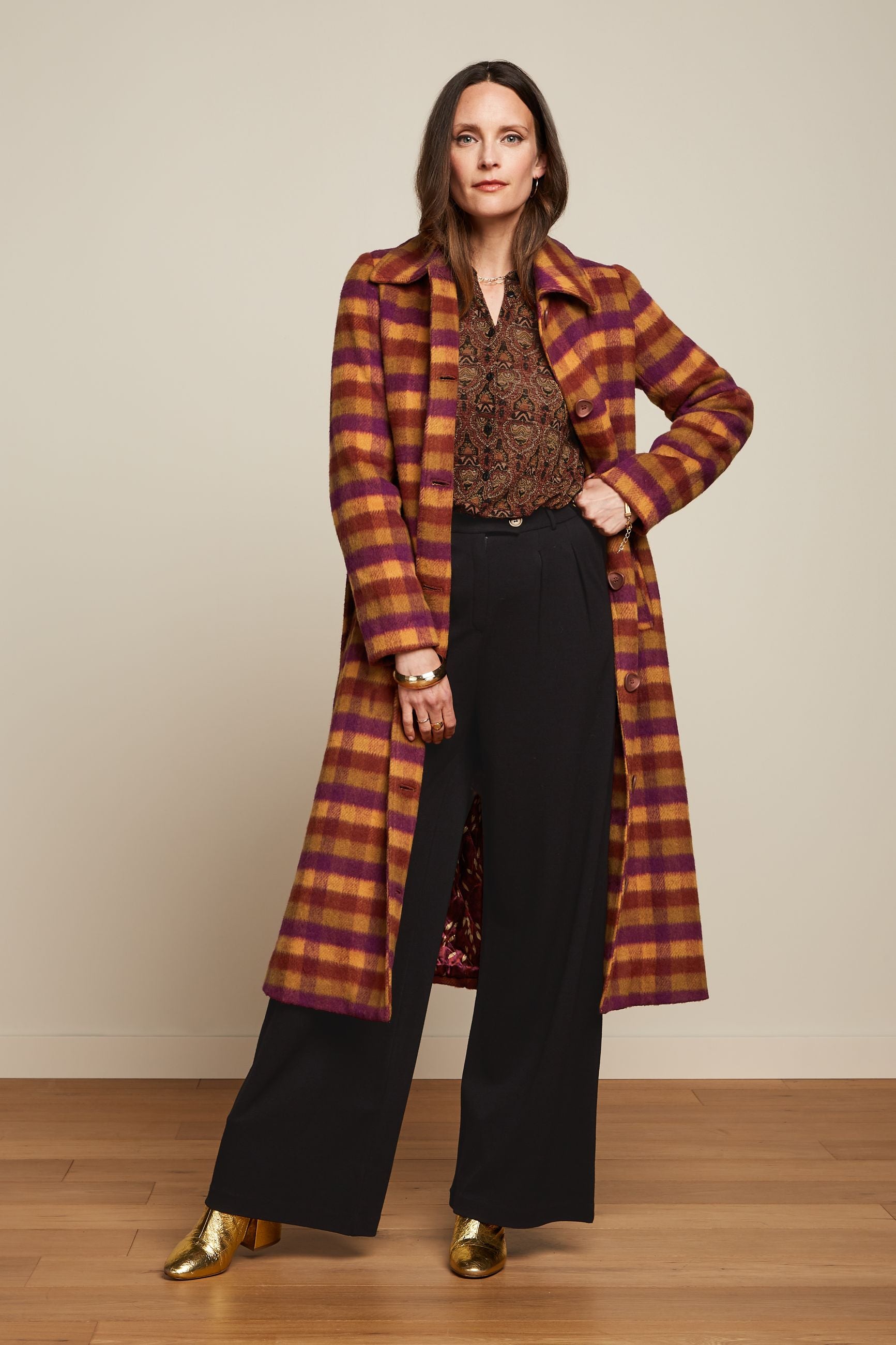 Arabella Coat Wylde Check - Pecan Brown