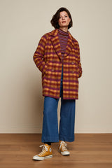 Amelie Coat Wylde Check - Pecan Brown