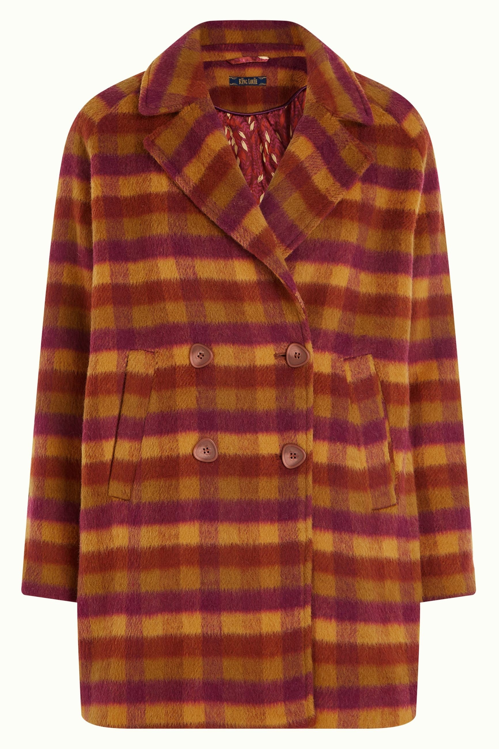 Amelie Coat Wylde Check - Pecan Brown