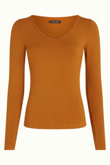 Carice V Top Uni Rib - Maple Orange