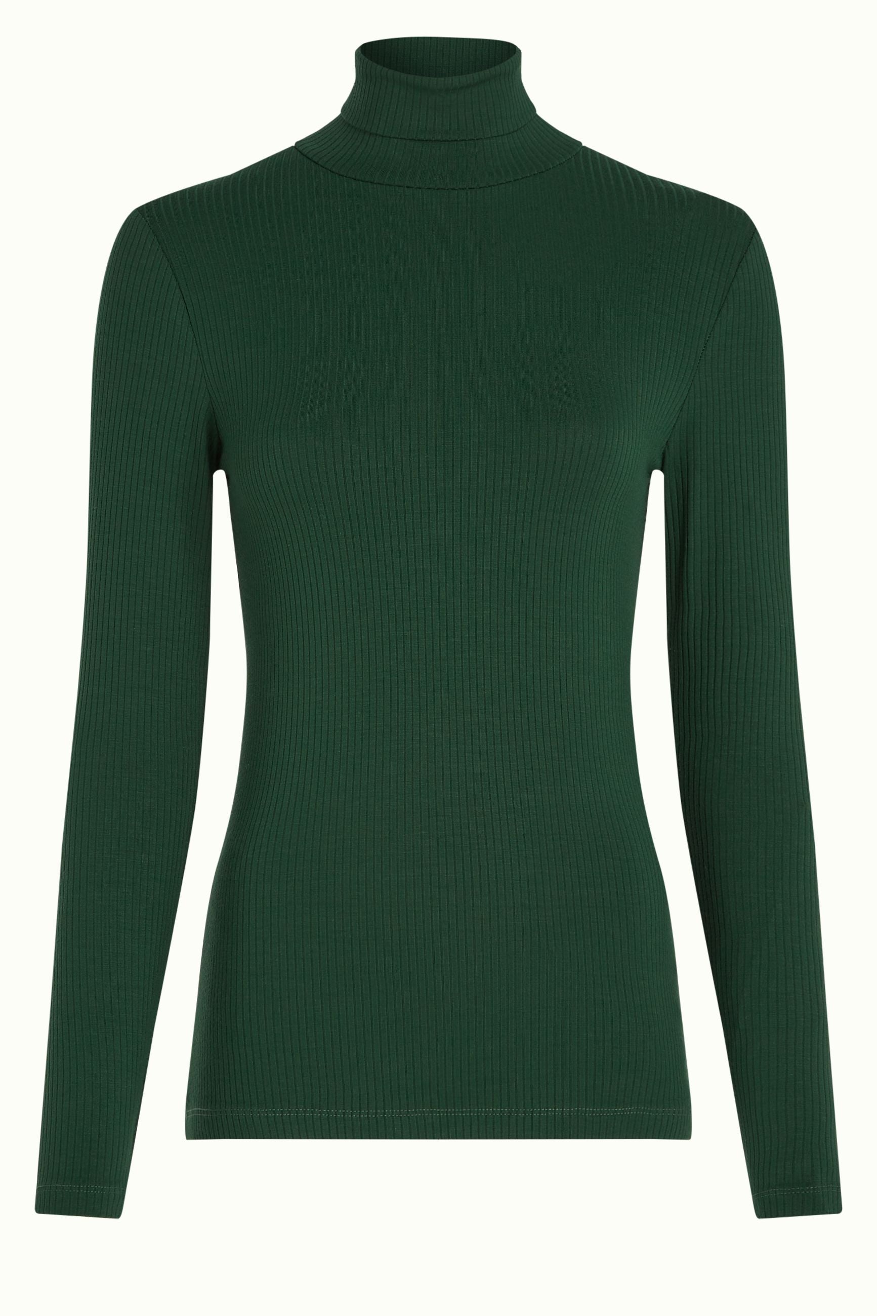 Rollneck Top Uni Rib - Forest Green