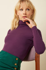 Rollneck Top Uni Rib - Caspia Purple
