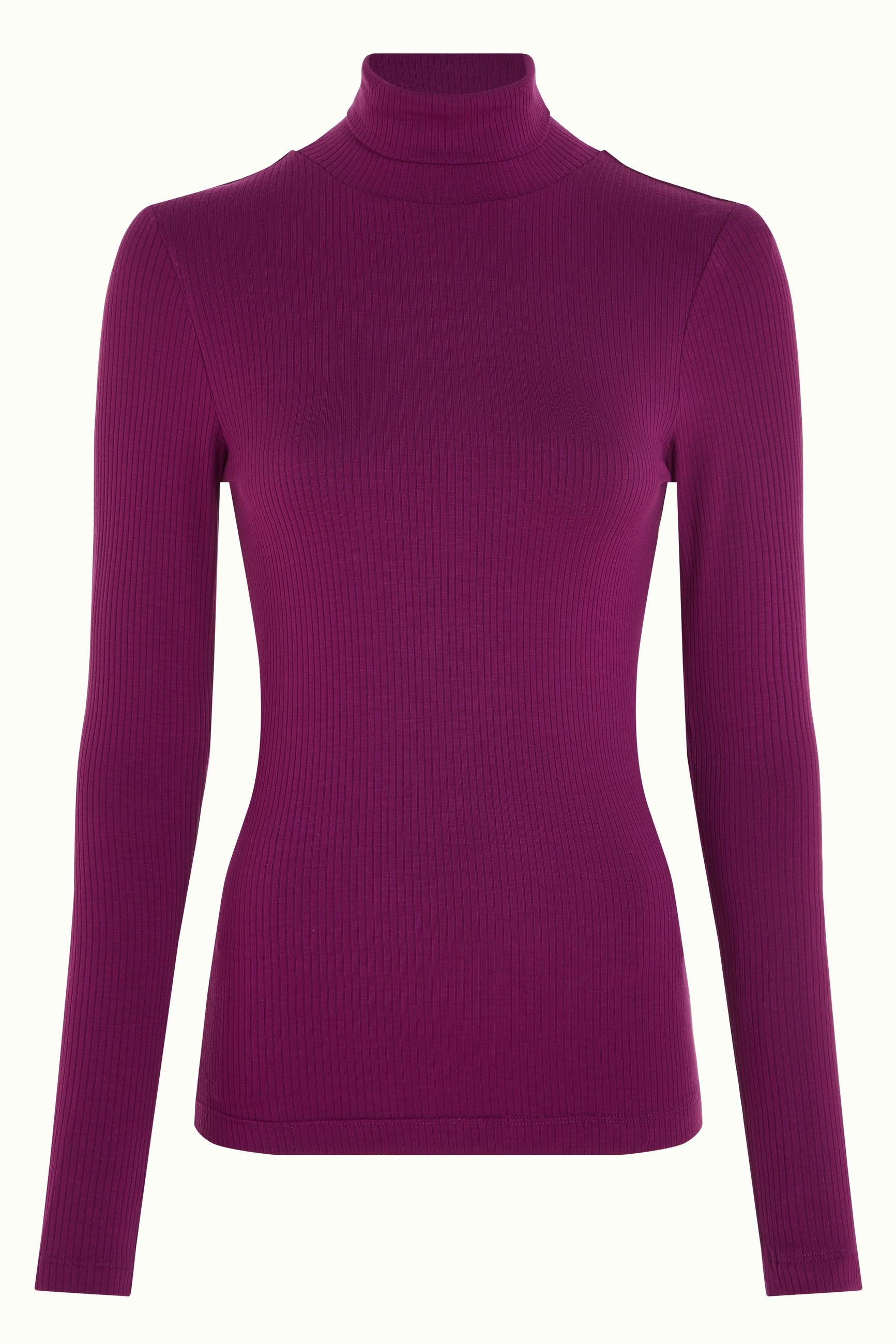 Rollneck Top Uni Rib - Caspia Purple