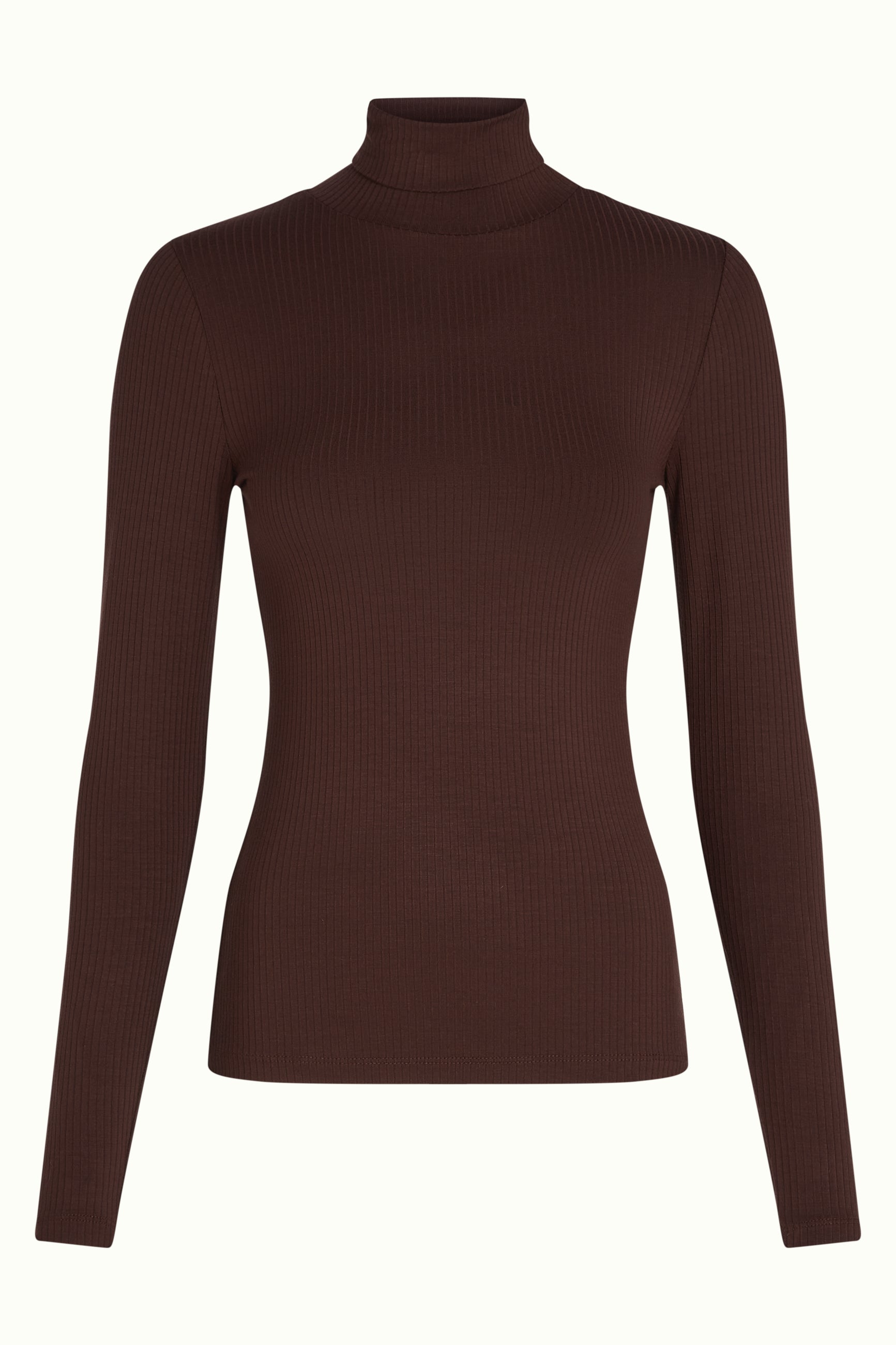 Rollneck Top Uni Rib - Chocolate