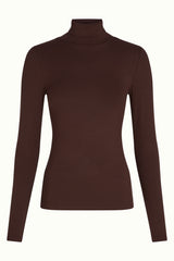 Rollneck Top Uni Rib - Chocolate