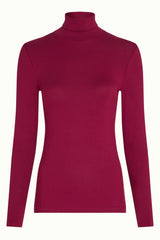 Rollneck Top Uni Rib - Beaujolais Red