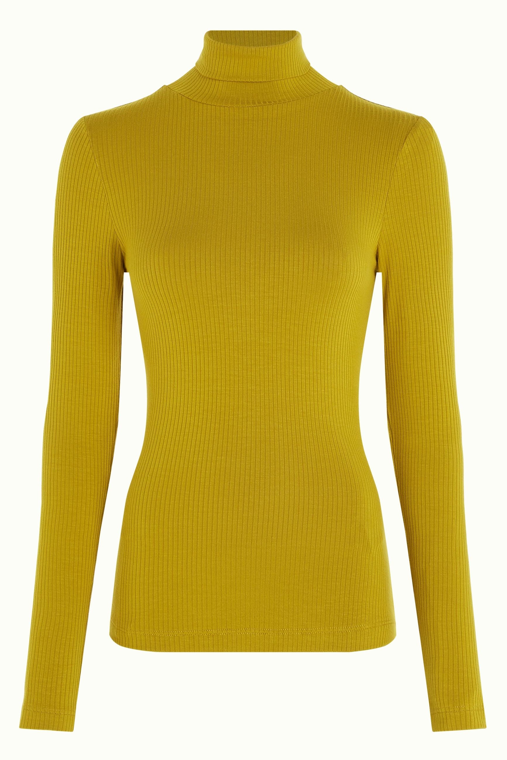 Rollneck Top Uni Rib - Curry Yellow