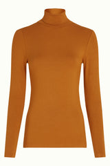 Rollneck Top Uni Rib - Maple Orange