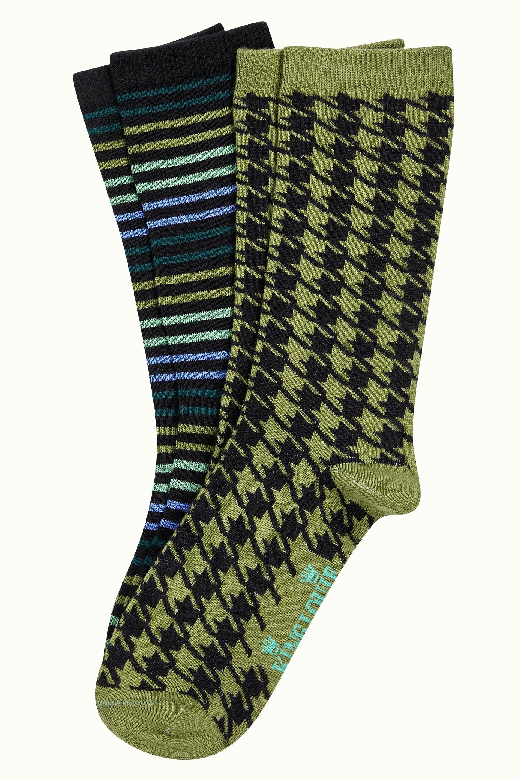 Socks 2-Pack Pied-de-Poule - Posey Green