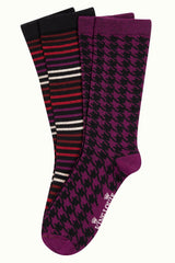 Socks 2-Pack Pied-de-Poule - Caspia Purple