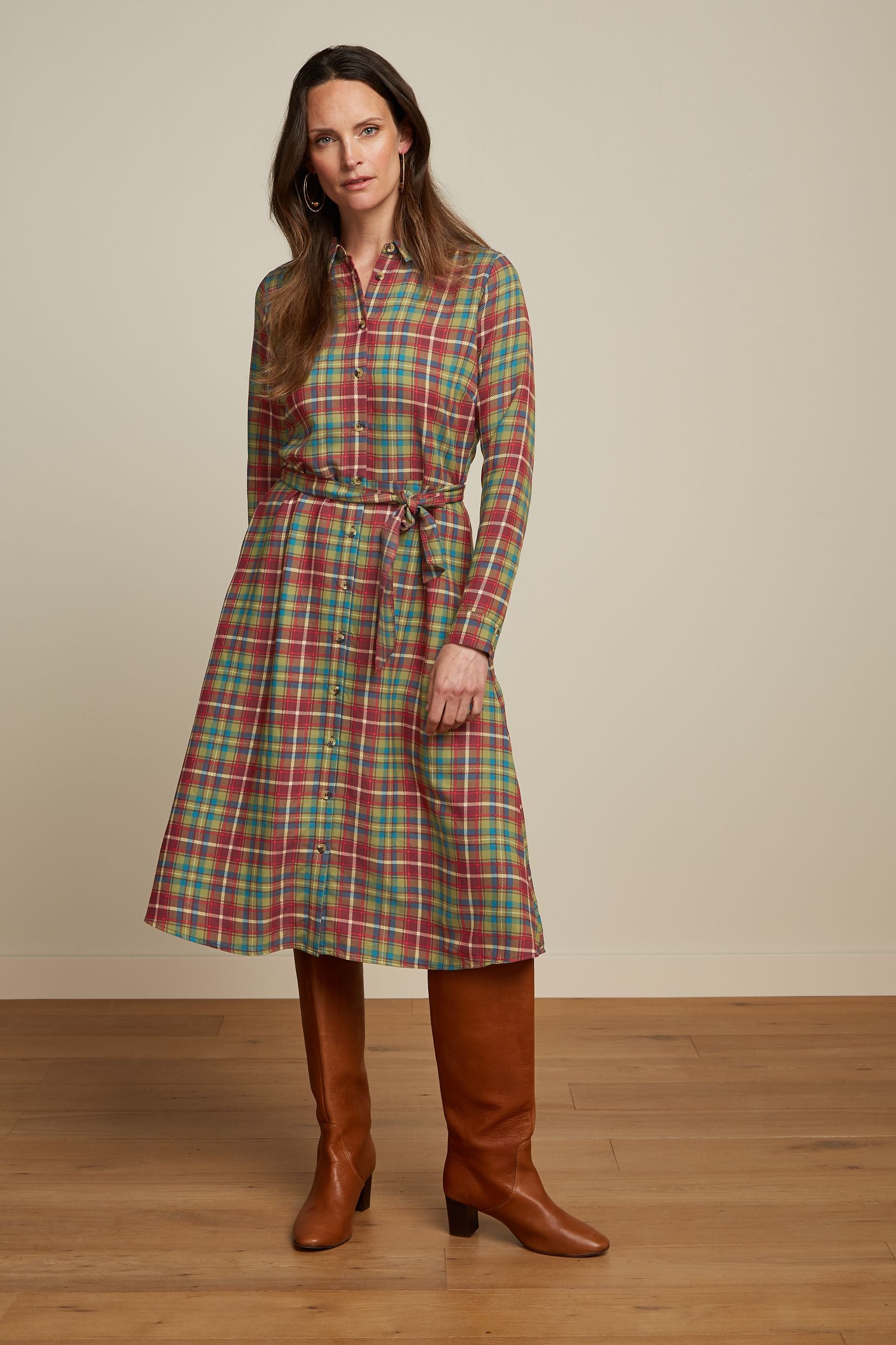 Rosie Dress Belmont Check - Woodbine Green