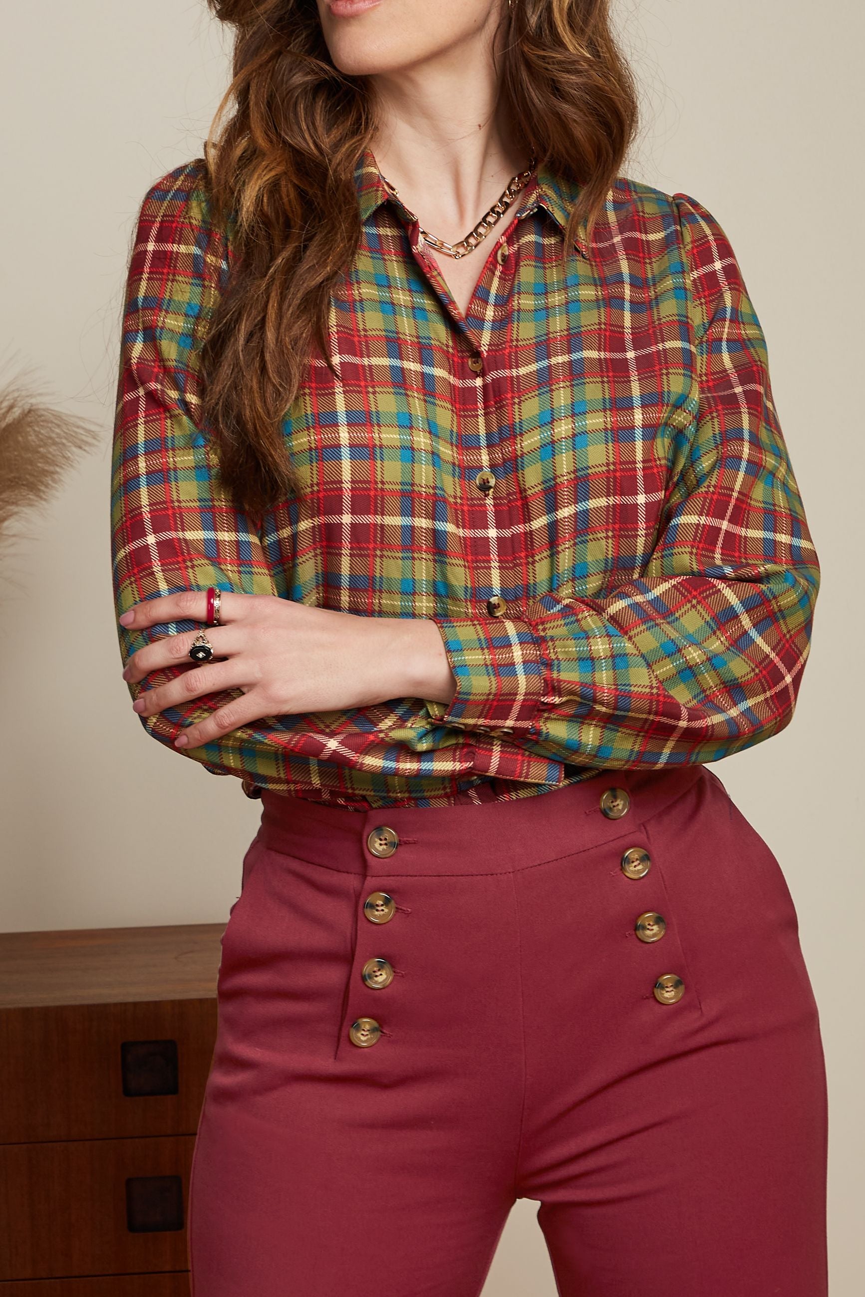 Maisie Blouse Belmont Check - Woodbine Green